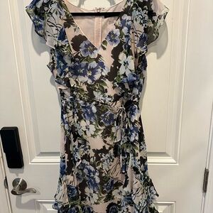 Tommy Hilfiger Blue and Green Floral Midi Dress